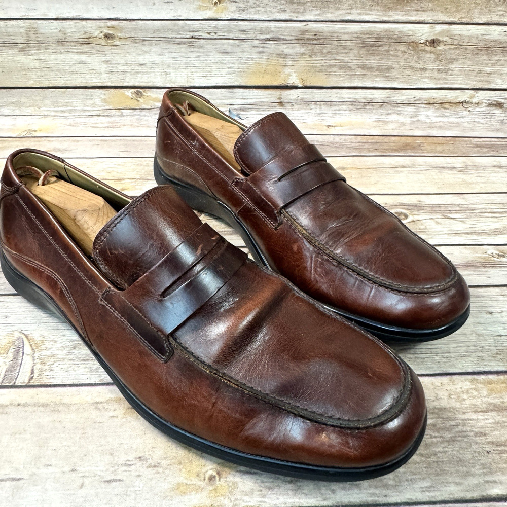 Cole Haan Mens Brown Leather Slip On Loafers 11.5M Classic Preppy Career Office